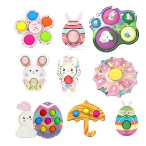 Party Supplies 2023 Easter Bunny egg fidget toys push popet bubble popper board key ring popping sensory puzzle rainbow silicone finger bubble family game